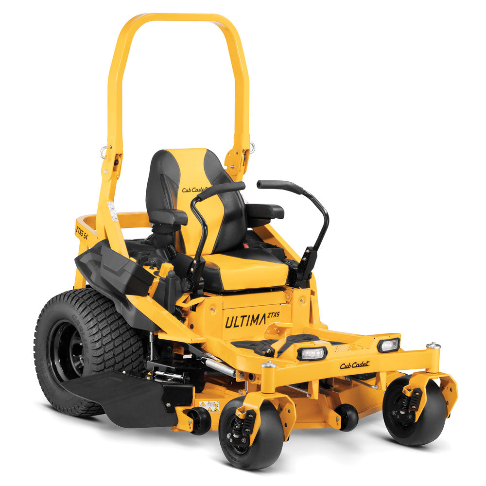 The Cub cadet Ultima ZTX5 54. Cutting edge design with commercial grade features-5 4" 10 G fabricated steel deck, ROPS bar & dual ZT3200 transmission-the ultimate in durability with many ergonomic features built in. Ideal for a wide range of blocks & terrains. At Mower City Albury. 3 years domestic /2 Year commercial Warranty. 123