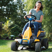 Up to 1 acre/1hr run time. 4hr recharge-standard outlet. Low maintenance/running costs. 30" deck-side discharge.16" turning radius. 56V Brushless Li-Ion 1500Wh 30Ah engine, Foot operated electric transmission, 5 cutting heights, PTO Electric Blade Engagement,Cruise Control, Zero Emission. Highback seat. 6 Year Warranty 123
