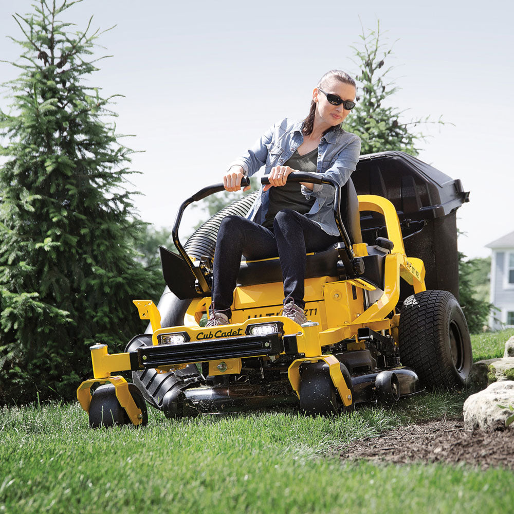 Cub Cadet Ultima ZTI 42 Zero Turn RideOn Mower. Comfort paramount-many ergonomic features. For a wide range of terrains. Agile zero turn, Cub Cadet's Signature Cutª, 2"square tubular steel frame, 21.5HP Kawasaki twin Engine, High back comfort seat, easy deck height adjustment, comfort lap bars, etc. 3 Year Warranty 123